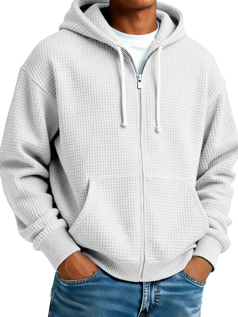 🔥 Saldi – Comoda giacca da uomo con cappuccio e struttura effetto waffle – Ideale per l’uso quotidiano e il tempo libero