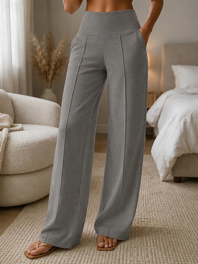 🔥 Pantaloni eleganti da donna a vita alta – taglio snellente, tessuto elastico confortevole e bellissimo effetto fluido