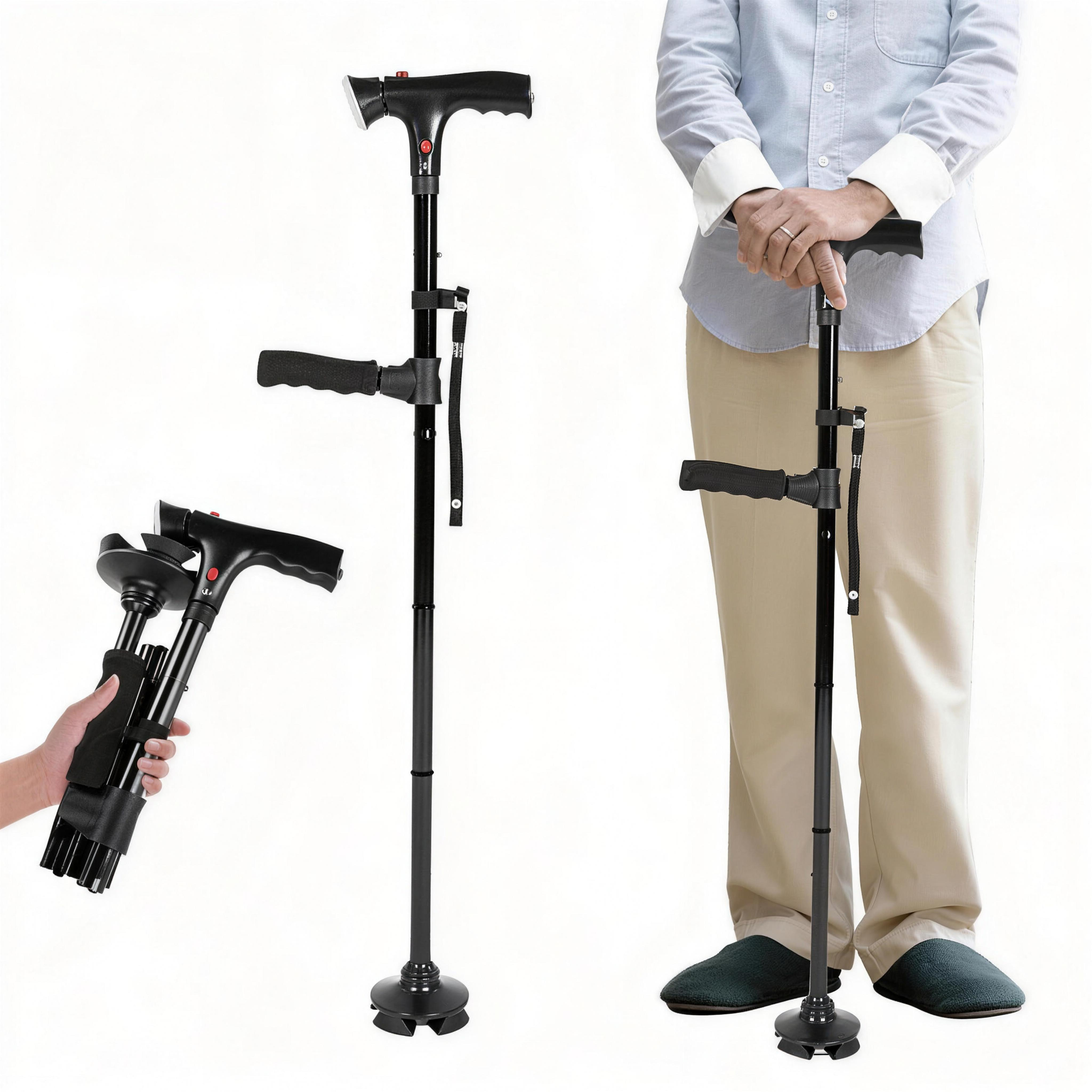 🎉 Promozione esclusiva per i membri |Bastone da passeggio pieghevole multifunzione, antiscivolo, in acciaio inossidabile, progettato appositamente per gli anziani over 70