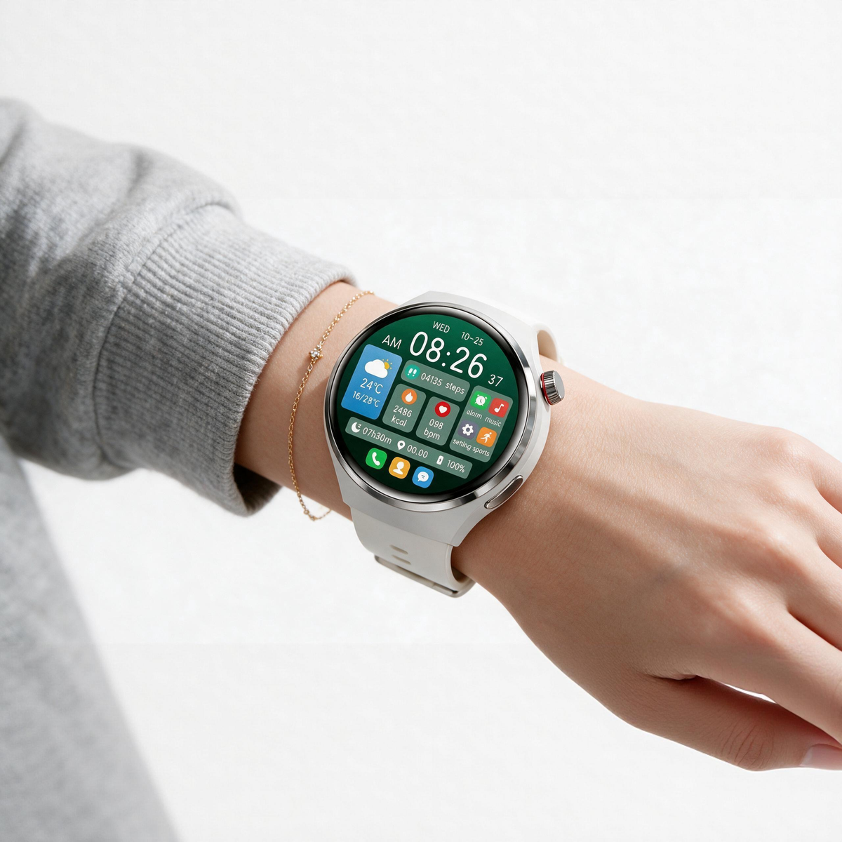 🔥 Smartwatch Bluetooth per il monitoraggio della salute – Misurazione della glicemia, monitoraggio del sonno, funzioni sportive e design rotondo impermeabile