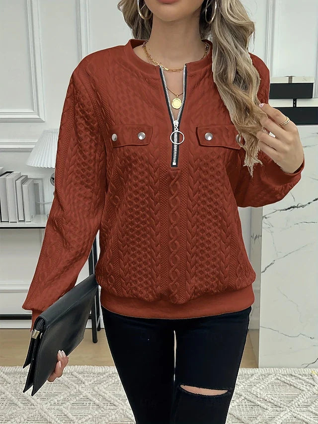 🔥 Bestseller: felpa donna per signore mature – comoda, con stampa e zip, perfetta per ogni giorno