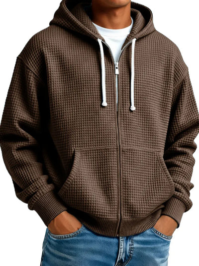 🔥 Saldi – Comoda giacca da uomo con cappuccio e struttura effetto waffle – Ideale per l’uso quotidiano e il tempo libero