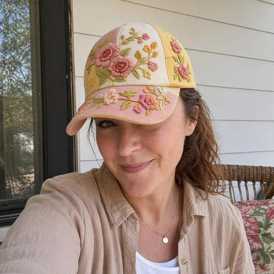 🎉Offerta esclusiva per i membri] 🌸 Elegante cappello da donna in cotone con ricamo floreale – taglia regolabile 56–60 cm