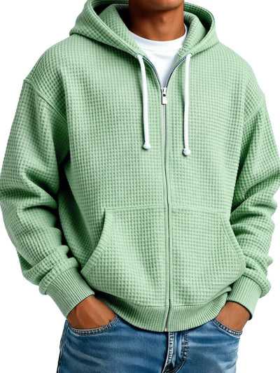 🔥 Saldi – Comoda giacca da uomo con cappuccio e struttura effetto waffle – Ideale per l’uso quotidiano e il tempo libero