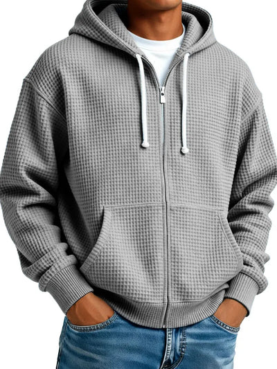 🔥 Saldi – Comoda giacca da uomo con cappuccio e struttura effetto waffle – Ideale per l’uso quotidiano e il tempo libero