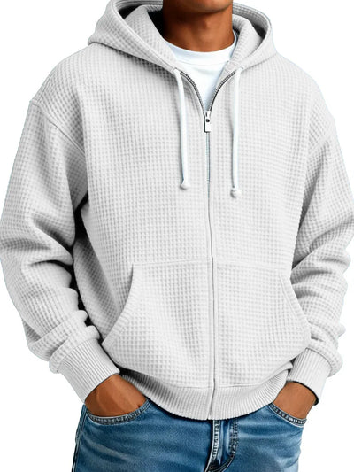 🔥 Saldi – Comoda giacca da uomo con cappuccio e struttura effetto waffle – Ideale per l’uso quotidiano e il tempo libero