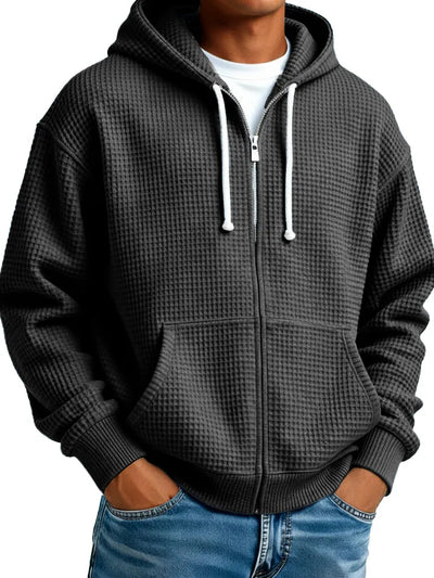 🔥 Saldi – Comoda giacca da uomo con cappuccio e struttura effetto waffle – Ideale per l’uso quotidiano e il tempo libero