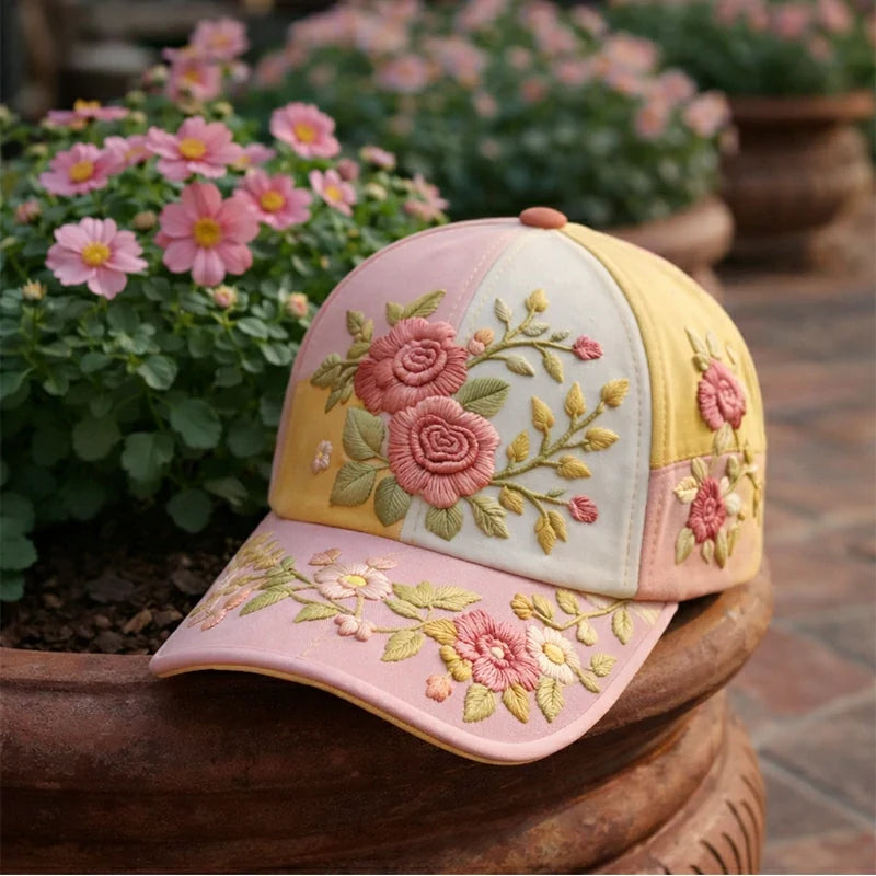 🎉Offerta esclusiva per i membri] 🌸 Elegante cappello da donna in cotone con ricamo floreale – taglia regolabile 56–60 cm
