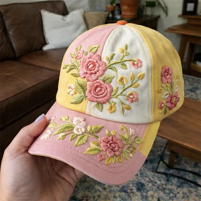 🎉Offerta esclusiva per i membri] 🌸 Elegante cappello da donna in cotone con ricamo floreale – taglia regolabile 56–60 cm