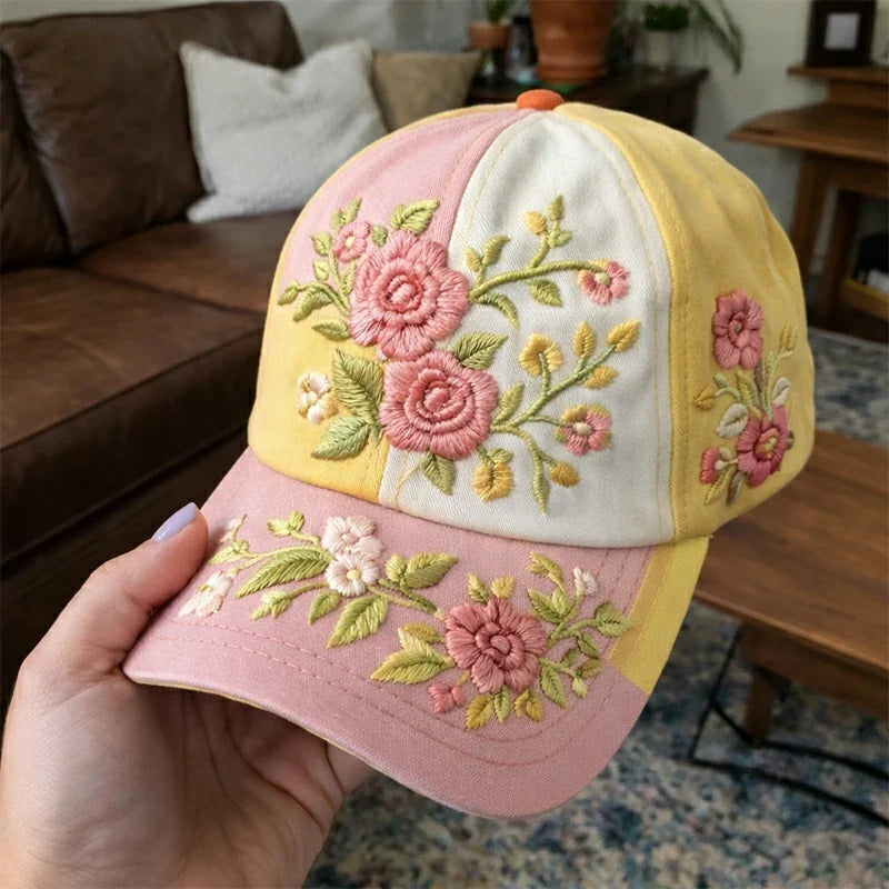 🎉Offerta esclusiva per i membri] 🌸 Elegante cappello da donna in cotone con ricamo floreale – taglia regolabile 56–60 cm
