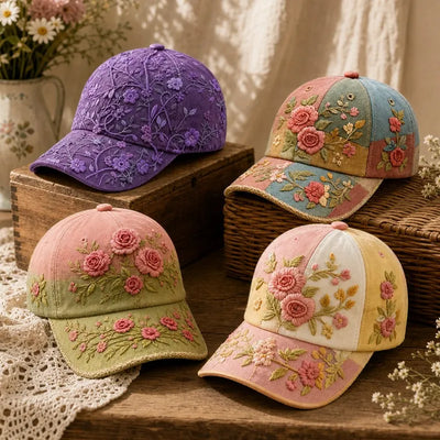 🎉Offerta esclusiva per i membri] 🌸 Elegante cappello da donna in cotone con ricamo floreale – taglia regolabile 56–60 cm