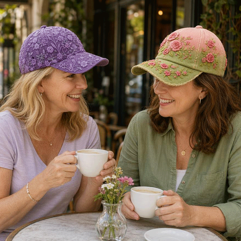 🎉Offerta esclusiva per i membri] 🌸 Elegante cappello da donna in cotone con ricamo floreale – taglia regolabile 56–60 cm