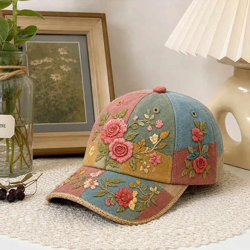 🎉Offerta esclusiva per i membri] 🌸 Elegante cappello da donna in cotone con ricamo floreale – taglia regolabile 56–60 cm
