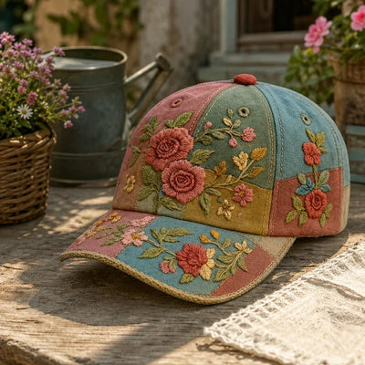🎉Offerta esclusiva per i membri] 🌸 Elegante cappello da donna in cotone con ricamo floreale – taglia regolabile 56–60 cm
