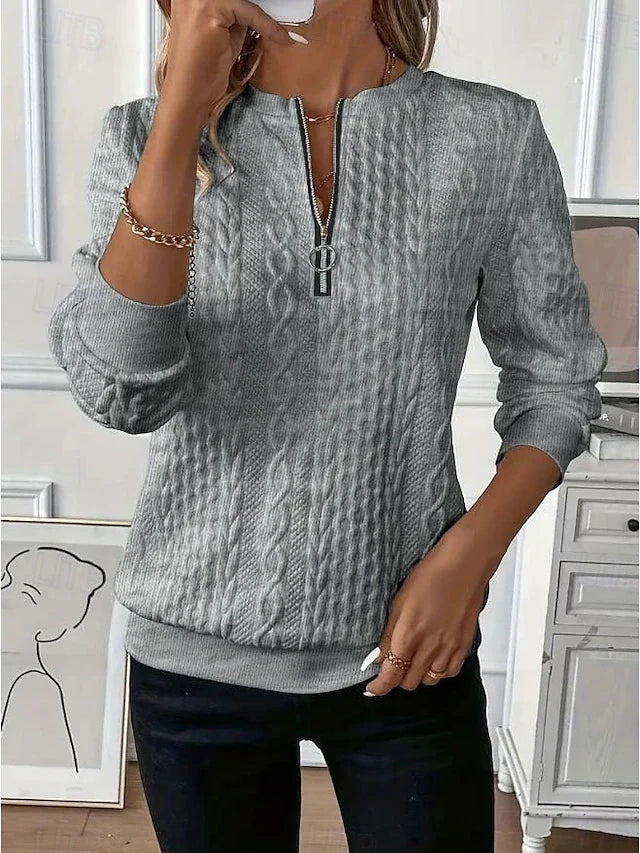 🔥 Bestseller: felpa donna per signore mature – comoda, con stampa e zip, perfetta per ogni giorno