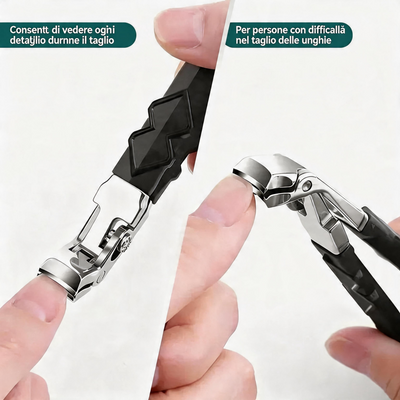 🎉 Promozione esclusiva per i membri |Tagliaunghie Ergonomico Professionale per Anziani in Acciaio Inox con Manico Lungo Antiscivolo per Unghie Spesse Mani e Piedi