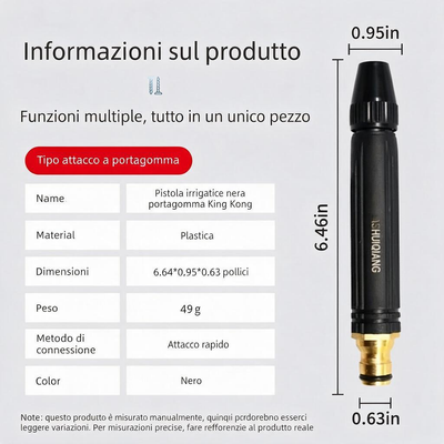 Pistola ad Alta Pressione per Irrigazione – Trasforma il Tuo Tubo da Giardino in un Efficace Strumento di Pulizia