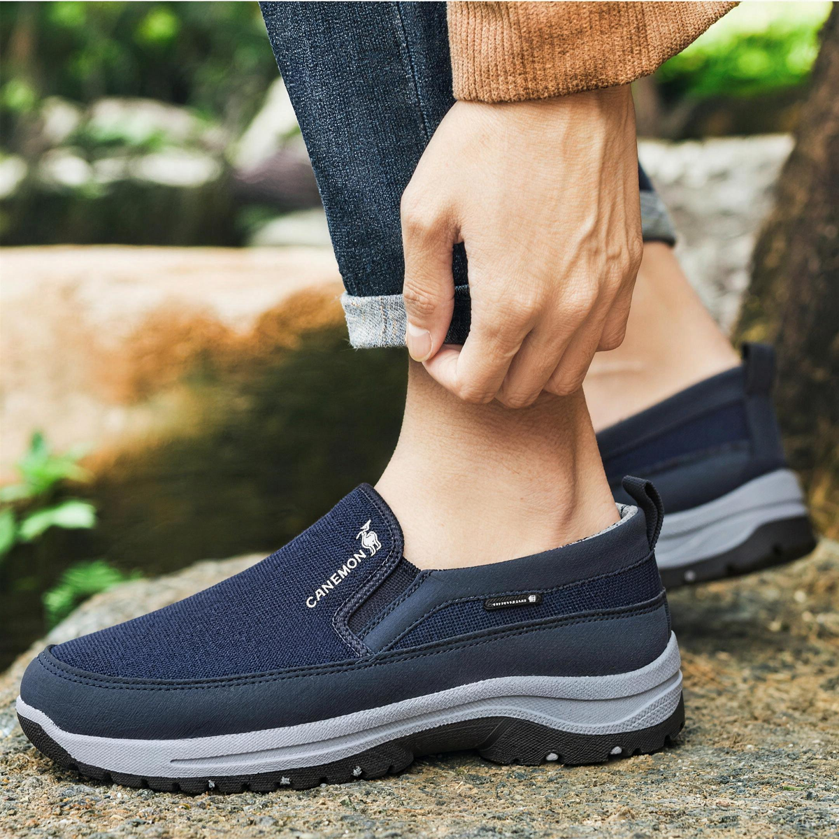 🔥 Scarpe sportive da uomo comode senza lacci in taglie grandi – scarpe in rete traspirante per camminare con suola leggera