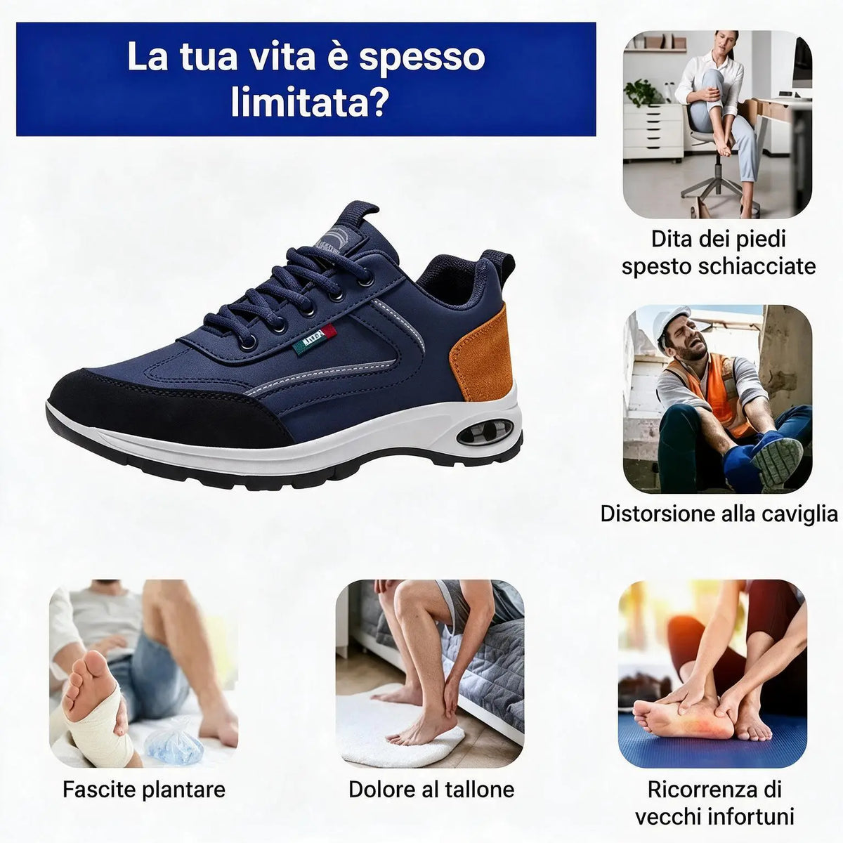 🎉 Ultimo giorno! 60% di sconto! ✅ Scarpe ortopediche progettate appositamente per chi soffre di problemi ai piedi, per sostenere l'arco plantare e contribuire ad alleviare i dolori alla schiena, alle articolazioni e ai piedi.