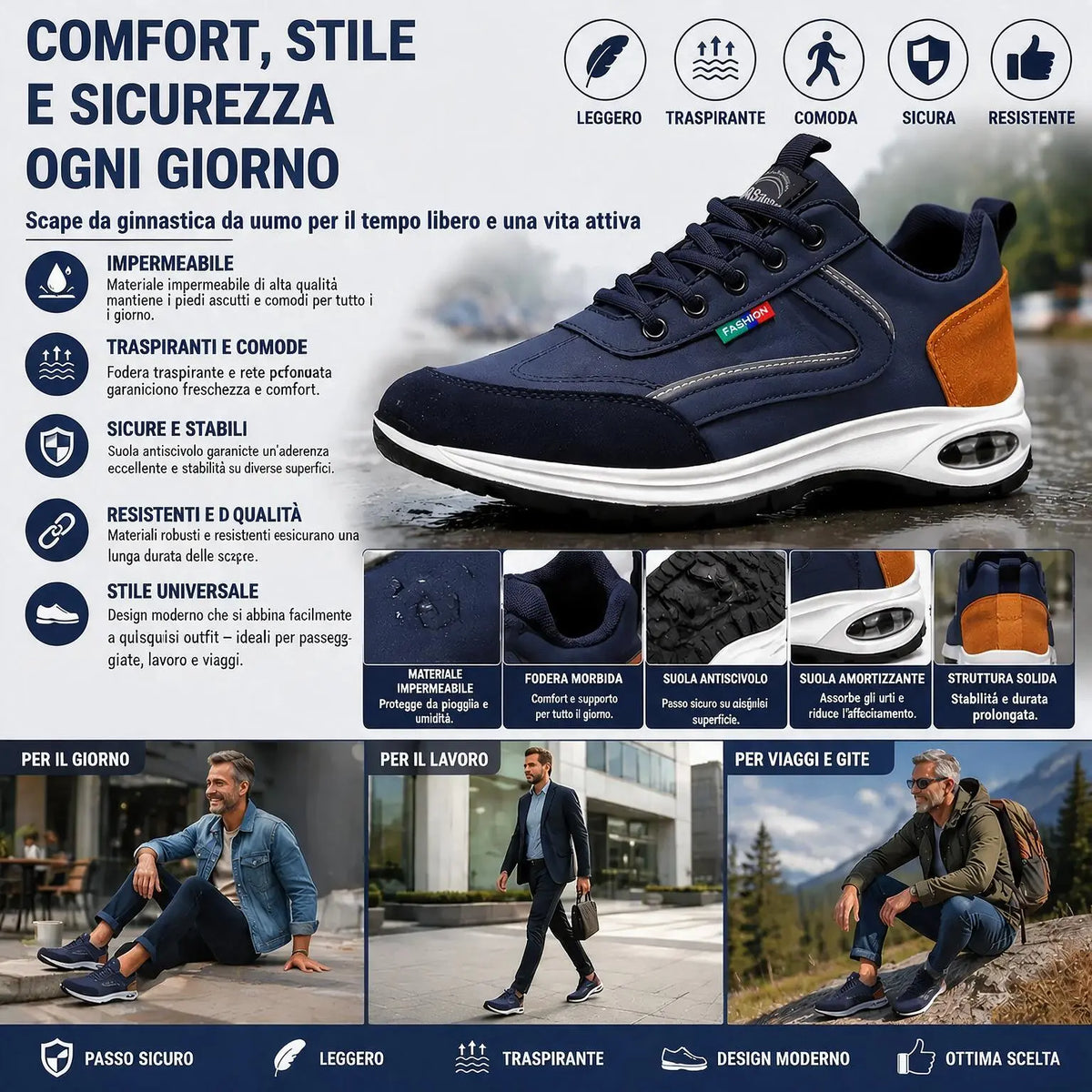 🎉 Ultimo giorno! 60% di sconto! ✅ Scarpe ortopediche progettate appositamente per chi soffre di problemi ai piedi, per sostenere l'arco plantare e contribuire ad alleviare i dolori alla schiena, alle articolazioni e ai piedi.