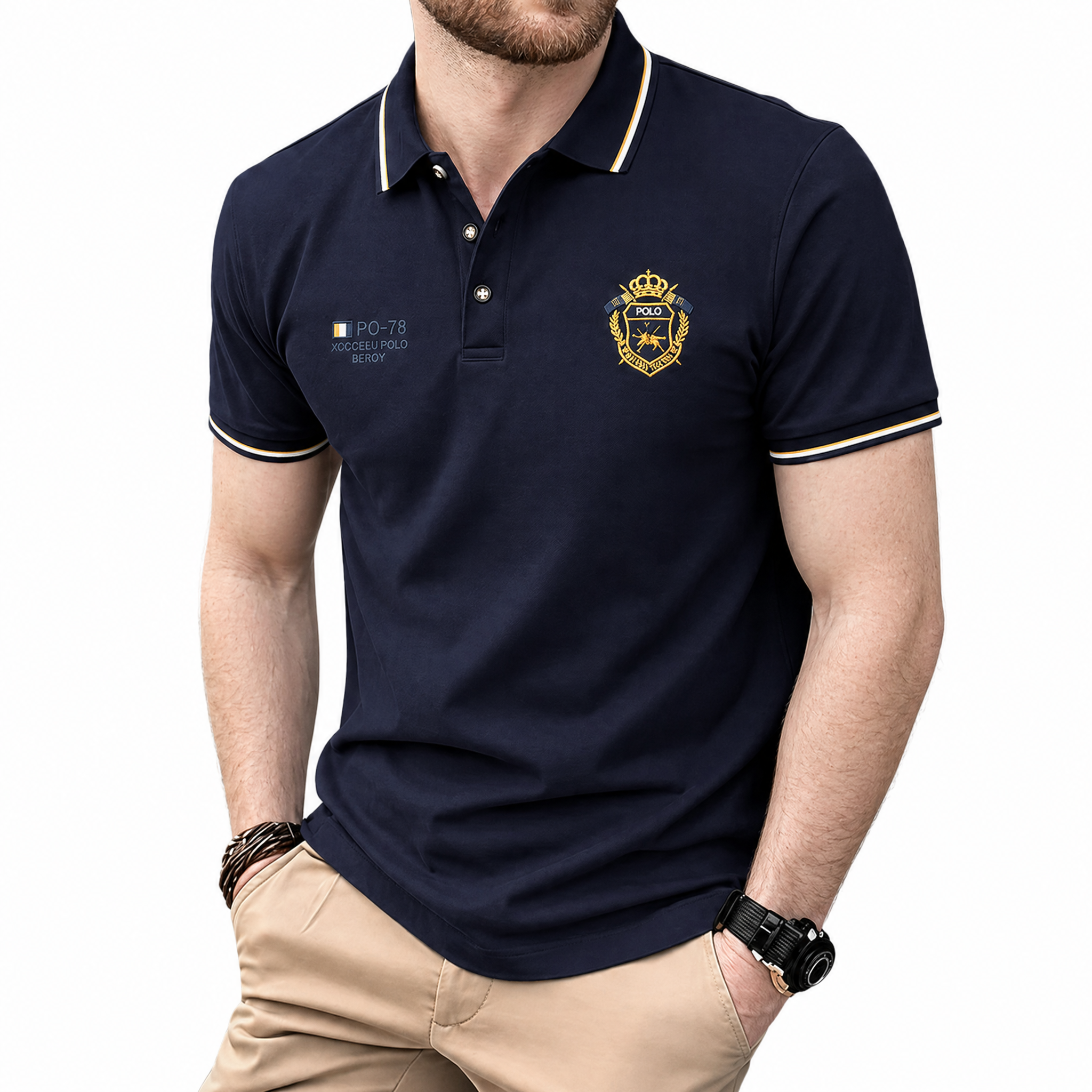 Polo da uomo comoda – traspirante, non fa sudare, non stringe, comfort per tutto il giorno per anziani-AQY